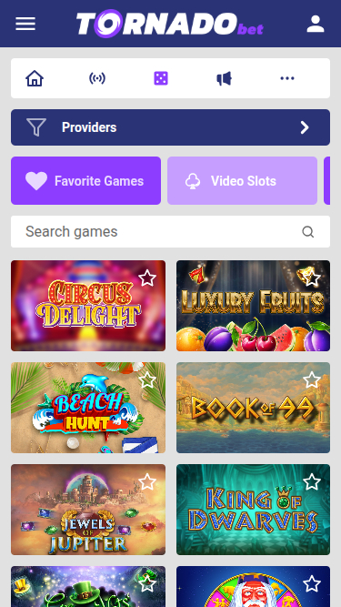 Jeux mobiles de Tornadobet Casino