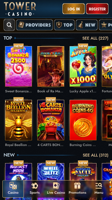 Giochi per dispositivi mobili di Tower Casino