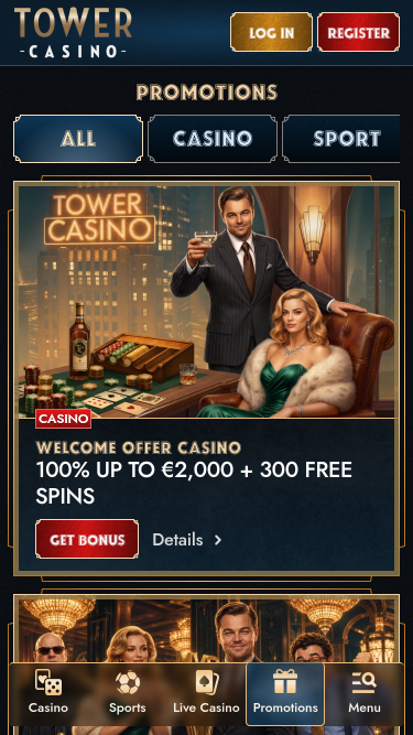 Promozioni per dispositivi mobili di Tower Casino