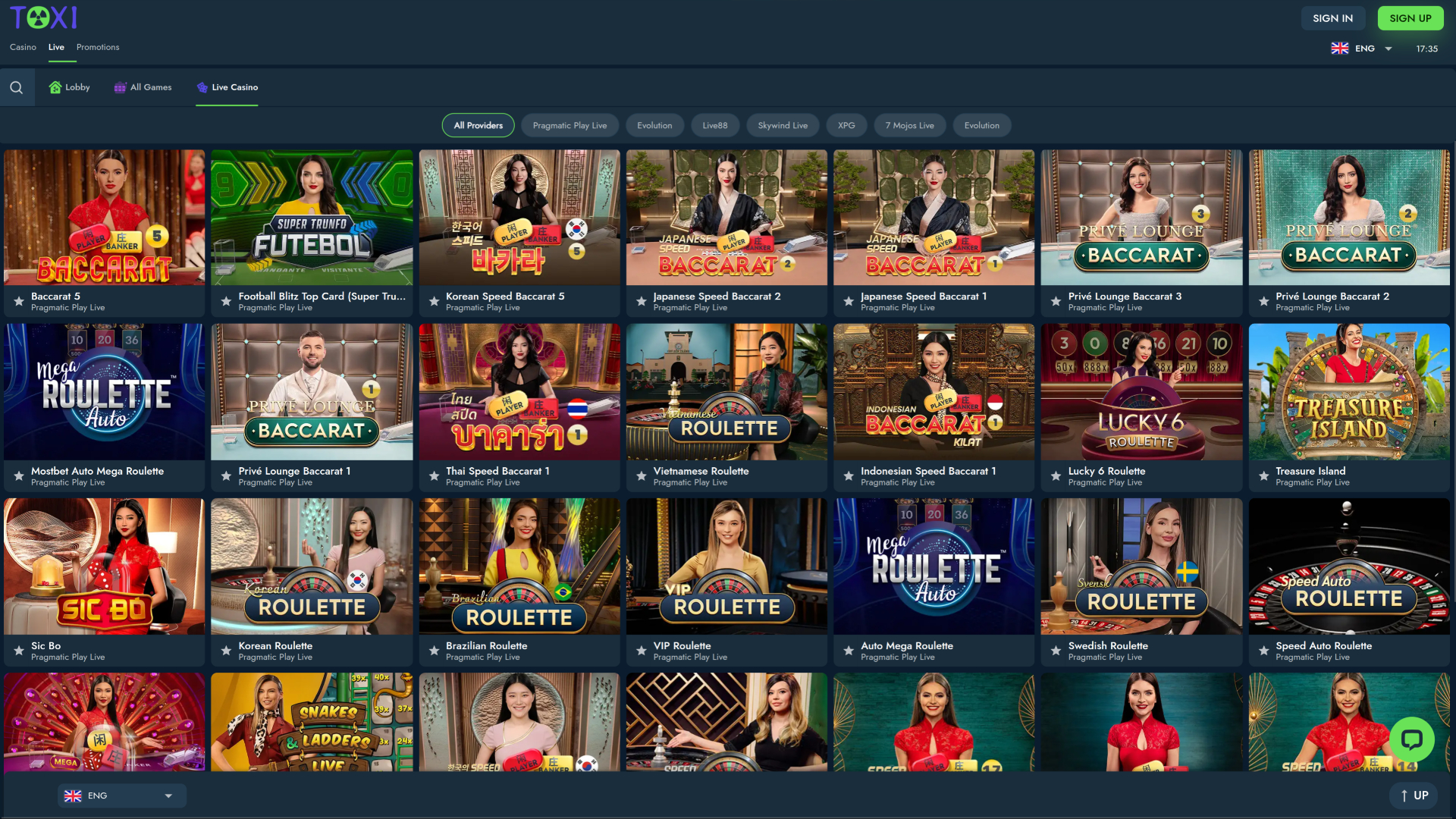 Toxi Casino Desktop Live Dealer