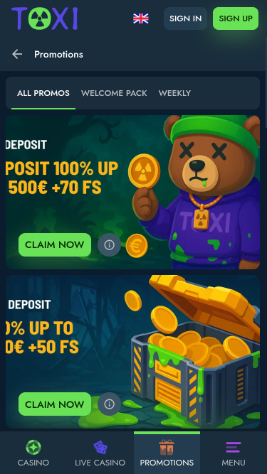 Toxi Casino Mobile Promotions