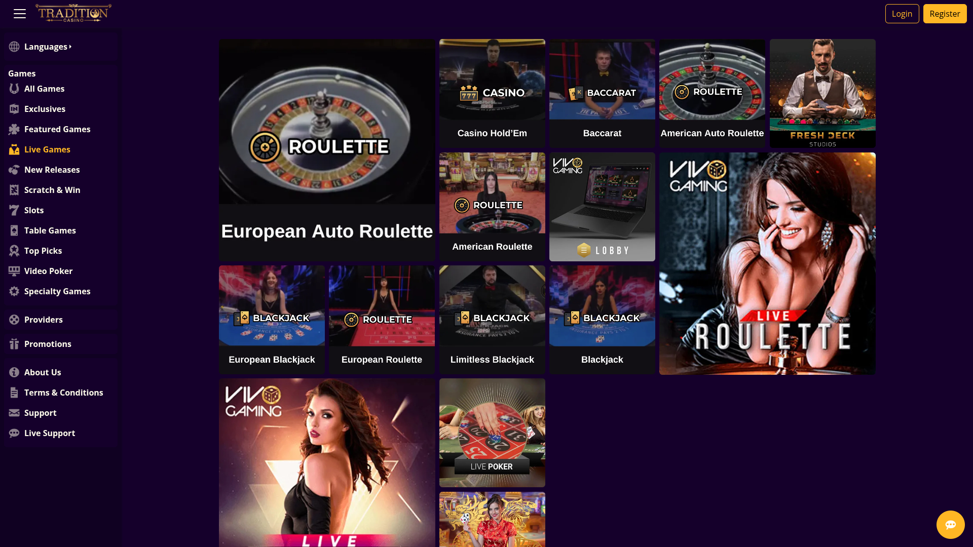 Croupier en direct de bureau de Tournaverse Casino