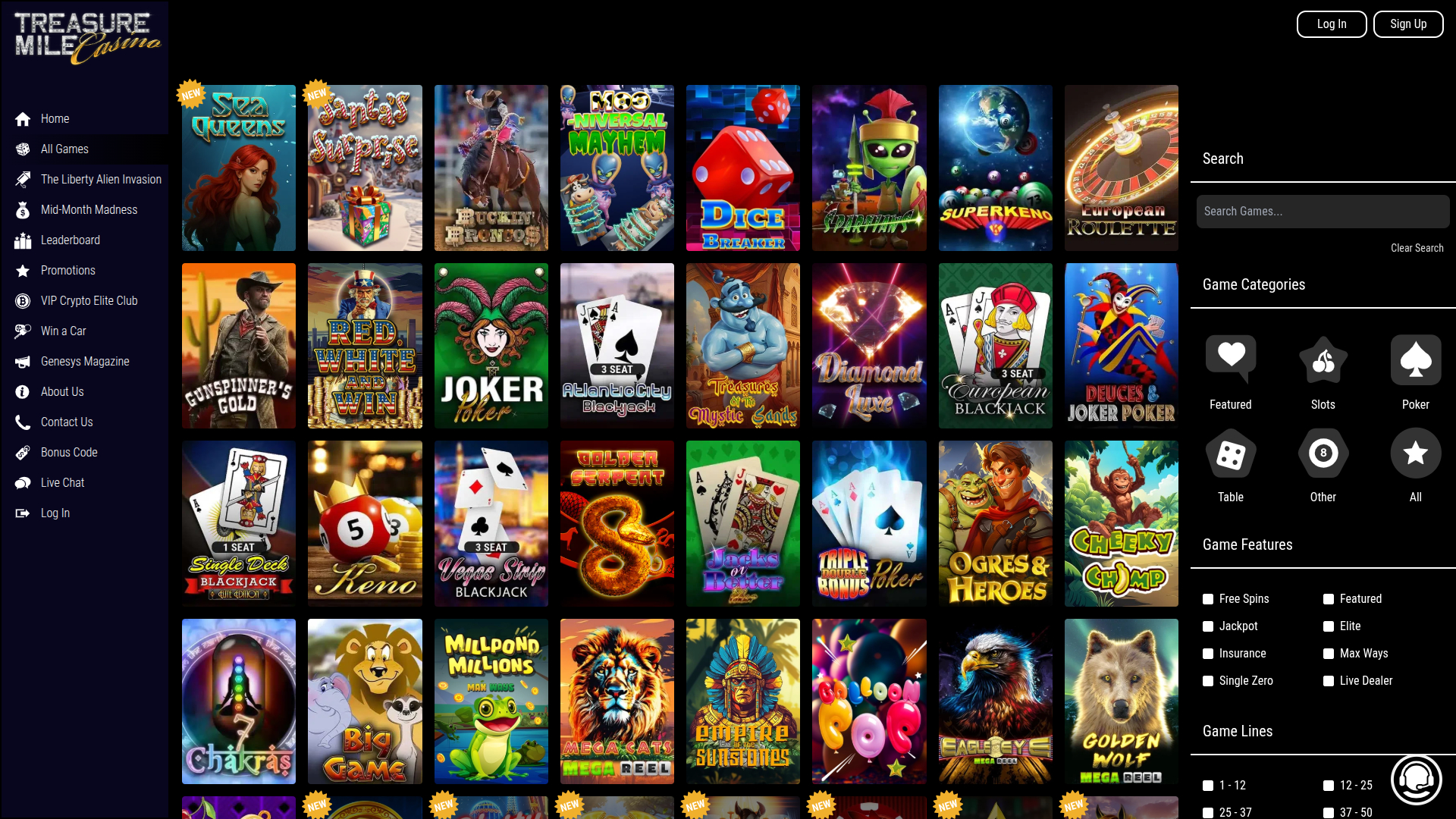 Treasure Mile Casino Desktop Games