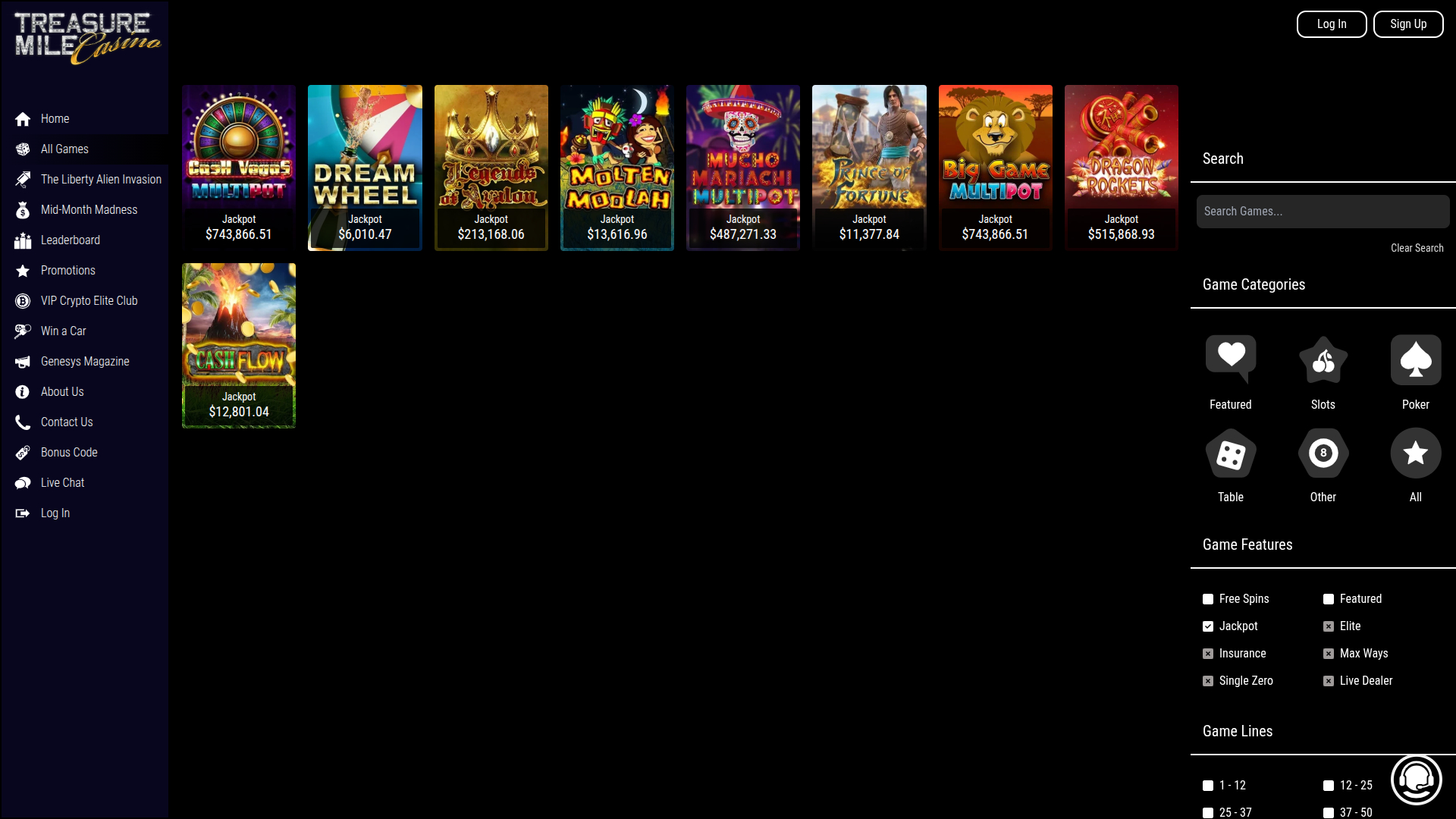 Treasure Mile Casino Desktop Jackpot