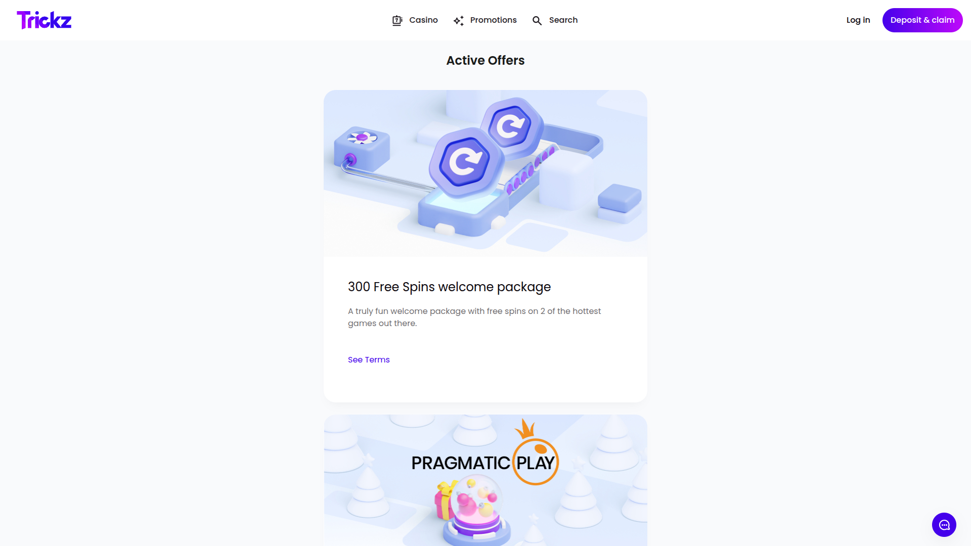 Promociones de escritorio de Trickz Casino