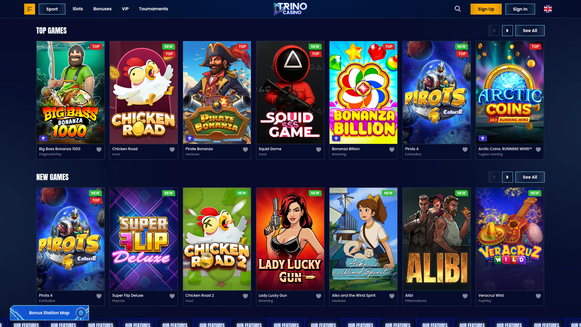 Jeux de bureau de Trino Casino