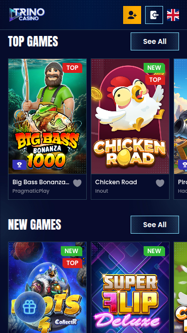 Jeux mobiles de Trino Casino