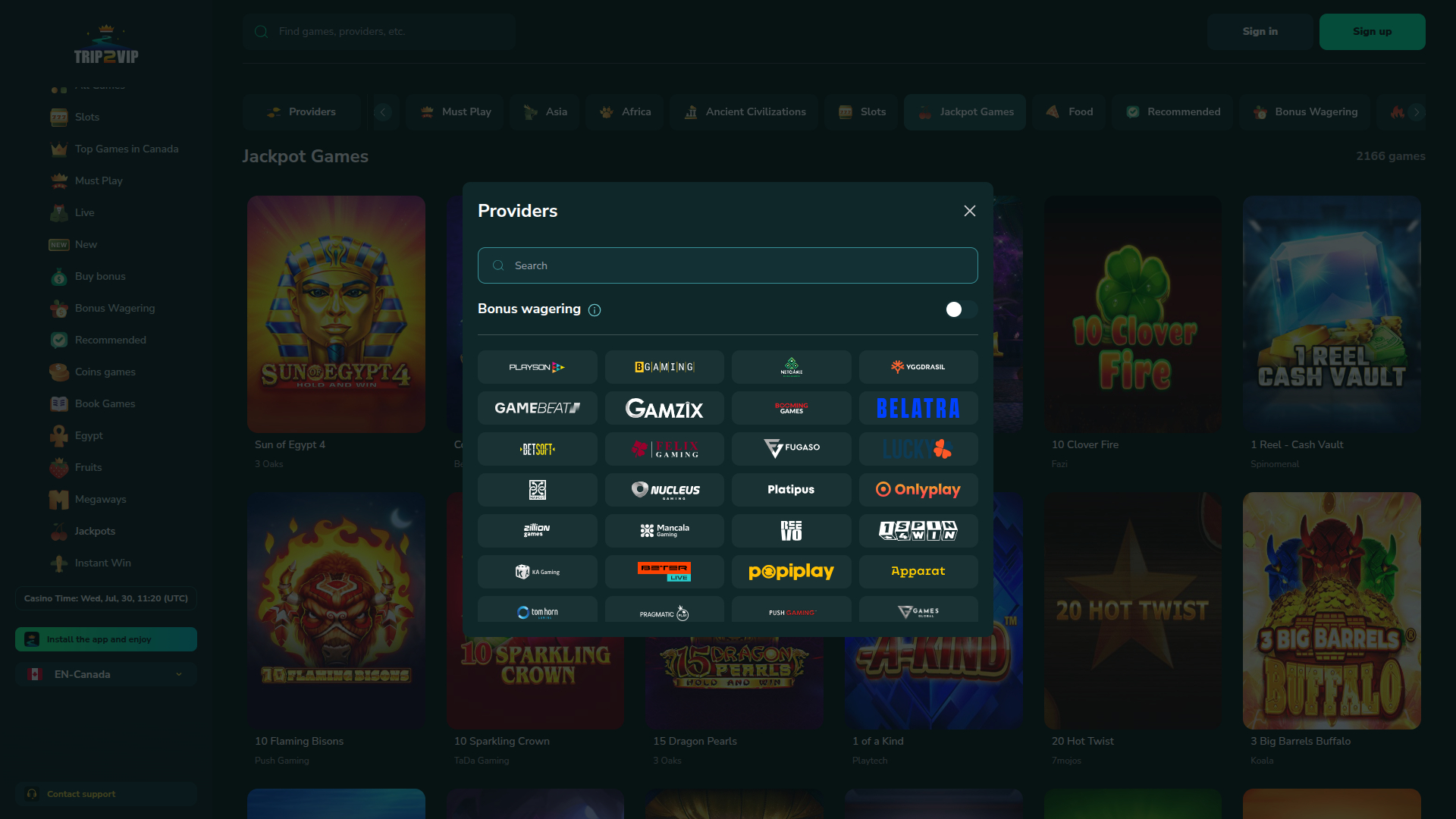 Développeurs de jeux de bureau de Trip2Vip Casino
