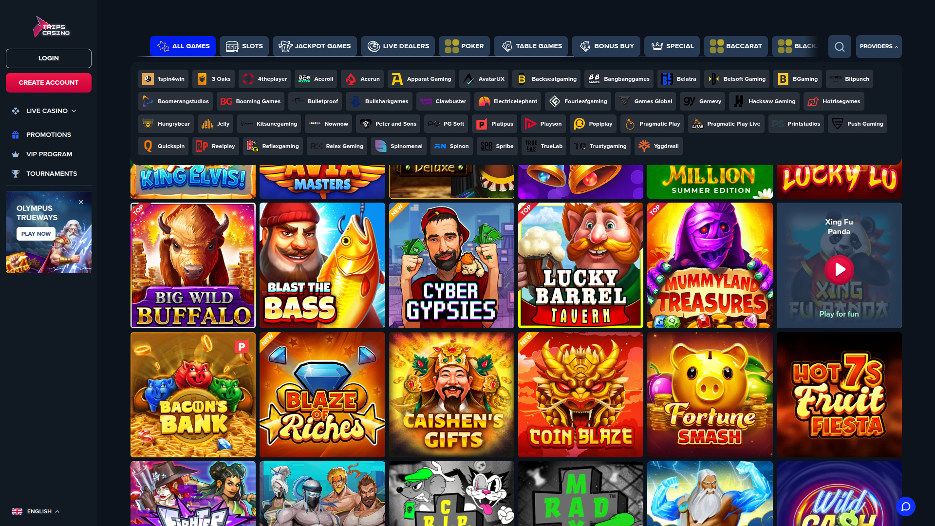 Développeurs de jeux de bureau de Trips Casino