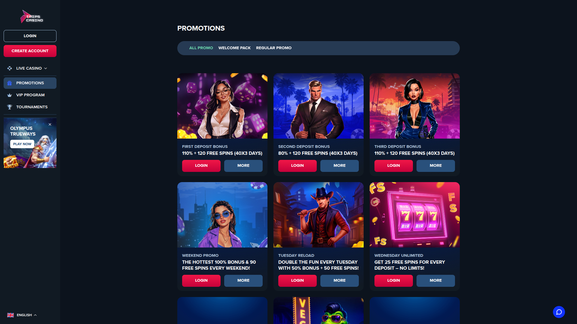 Promotions de bureau de Trips Casino