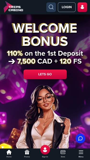 Page d'accueil mobile de Trips Casino