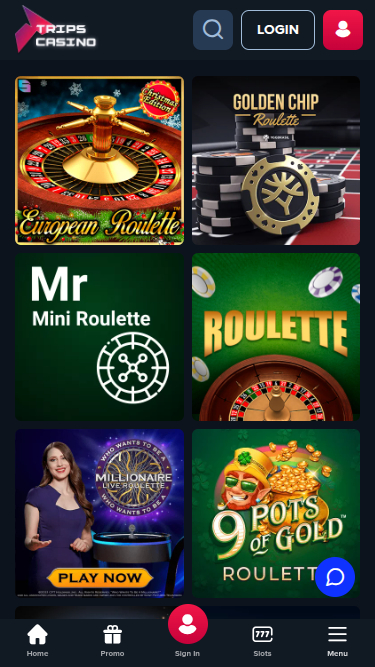Croupier en direct mobile de Trips Casino