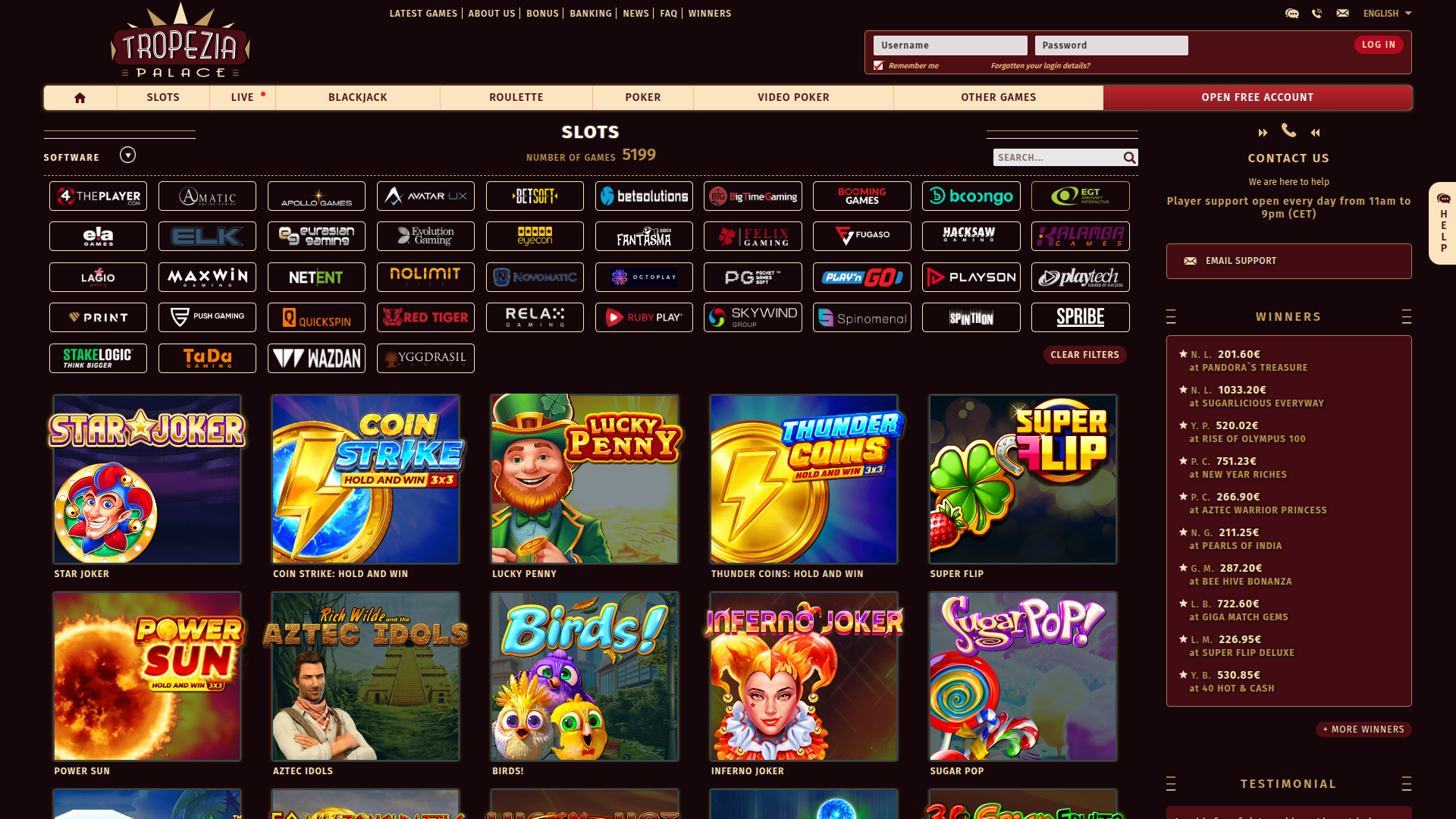 Sviluppatori di giochi desktop di Tropezia Palace Casino