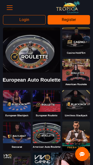 Crupier en vivo móvil de Tropica Casino