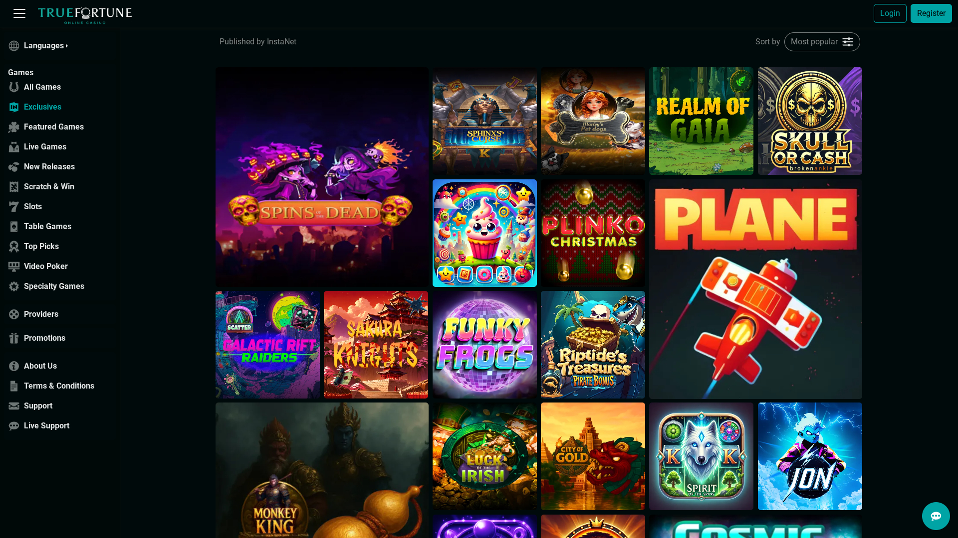 Exclusivités de bureau de True Fortune Casino
