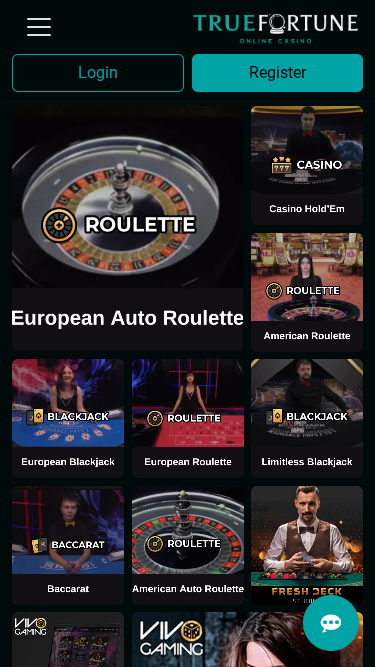 Croupier en direct mobile de True Fortune Casino