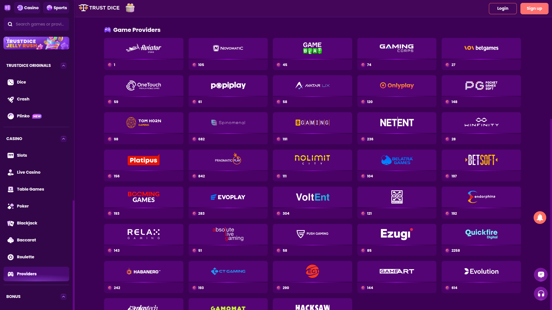 TrustDice Casino Desktop-Spieleentwickler