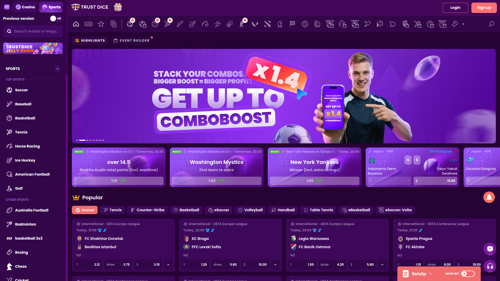 TrustDice Casino Desktop-Sportwetten