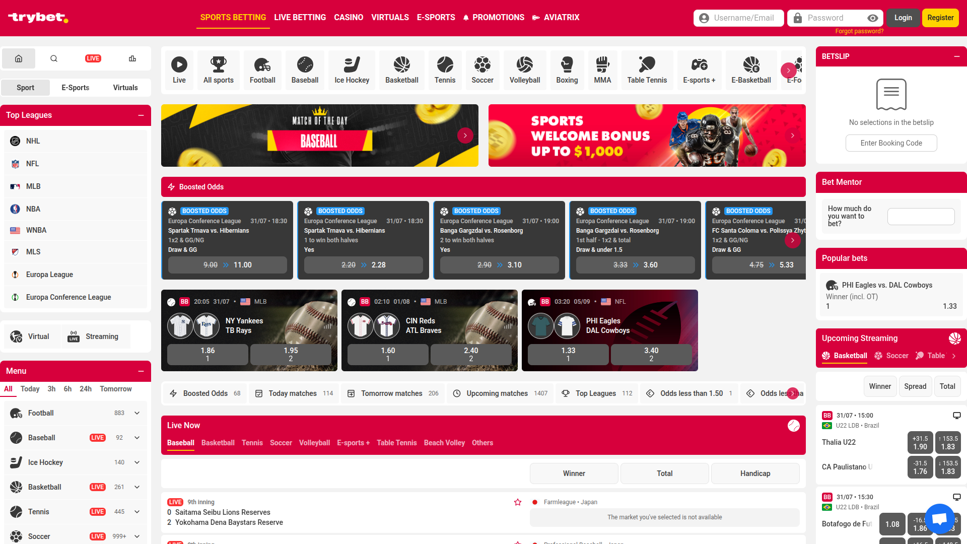 Sports de bureau de Trybet Casino