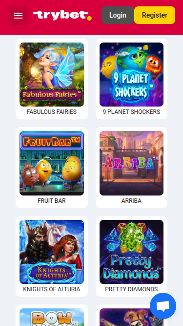 Jeux mobiles de Trybet Casino