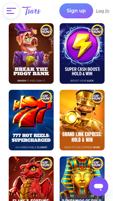 Jackpot mobile di Tsars Casino