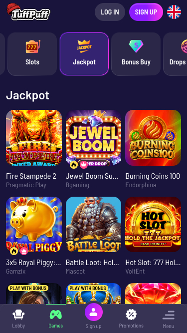 Jackpot mobile del casinò TuffPuff