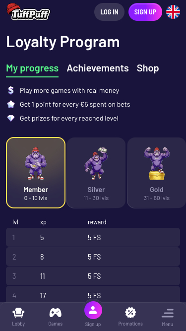 TuffPuff Casino Mobile VIP