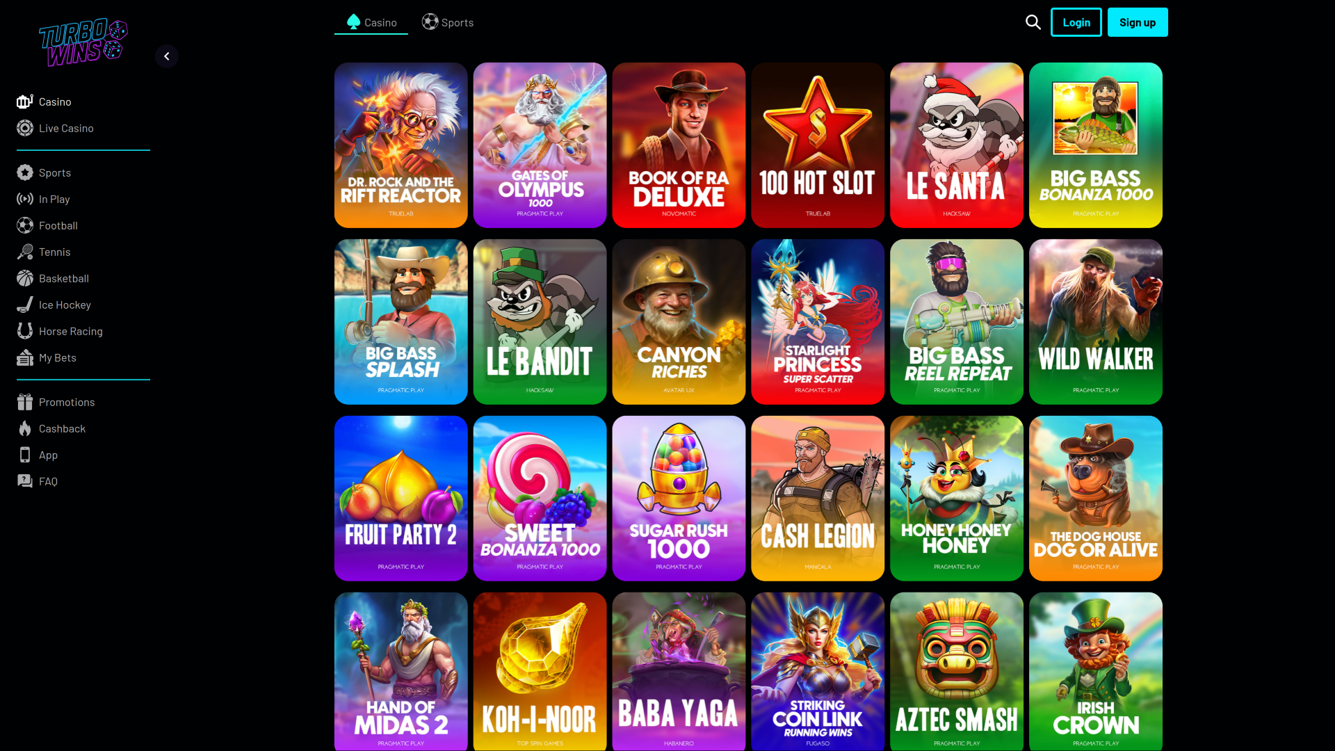 Turbowins Casino Desktop Games