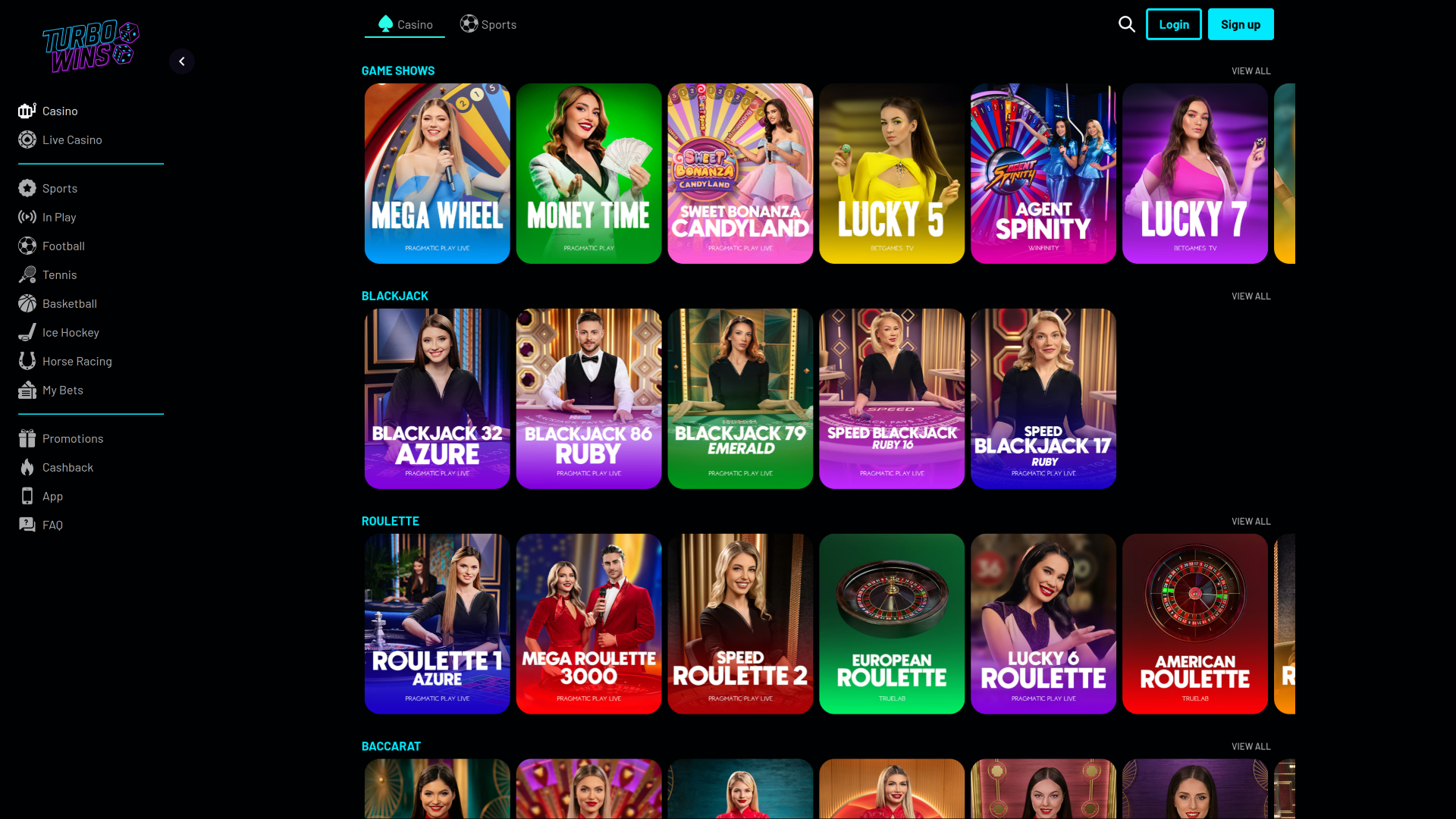 Turbowins Casino Desktop Live Dealer