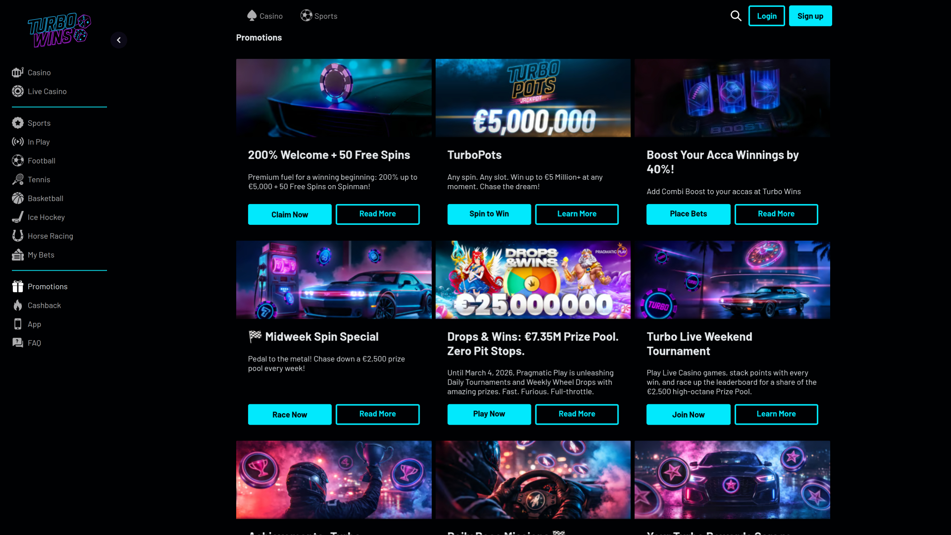 Turbowins Casino Desktop Promotions