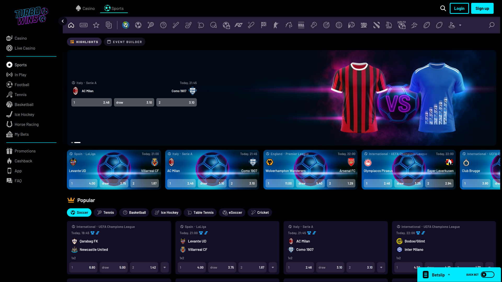 Turbowins Casino Desktop Sports