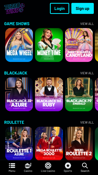 Turbowins Casino Mobile Live Dealer