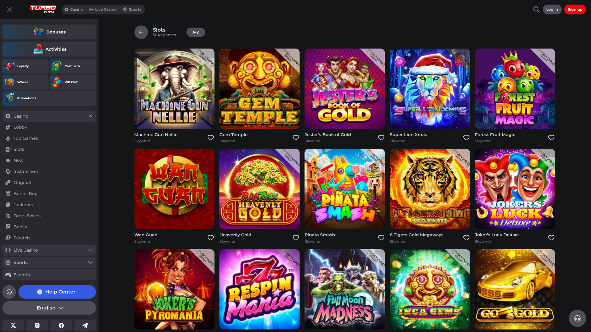 TurboWinz Casino Desktop-Spiele