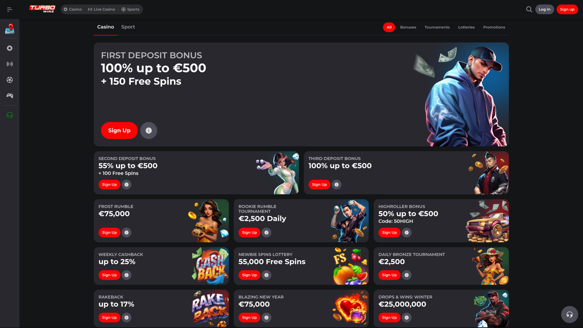 TurboWinz Casino Desktop-Aktionen