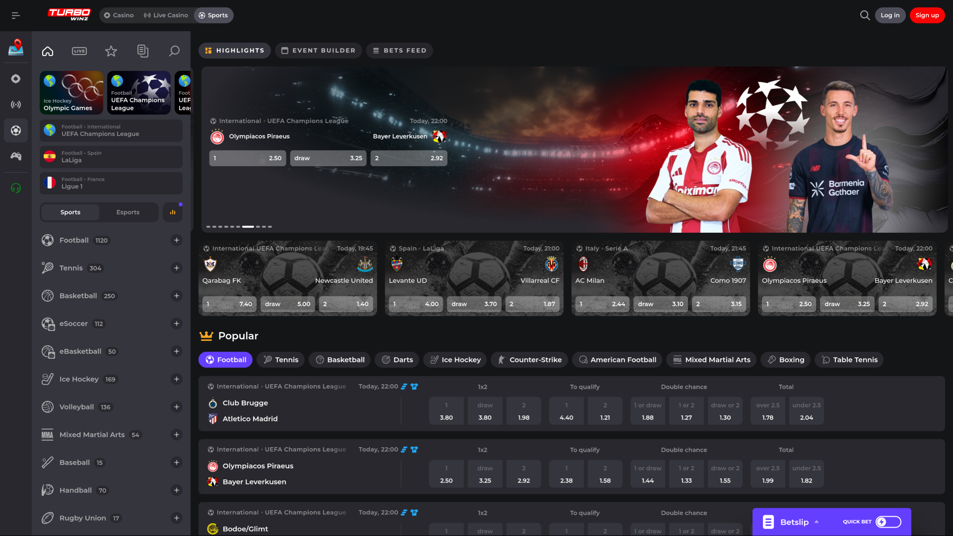 TurboWinz Casino Desktop-Sport