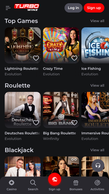 TurboWinz Casino Mobile Live Dealer