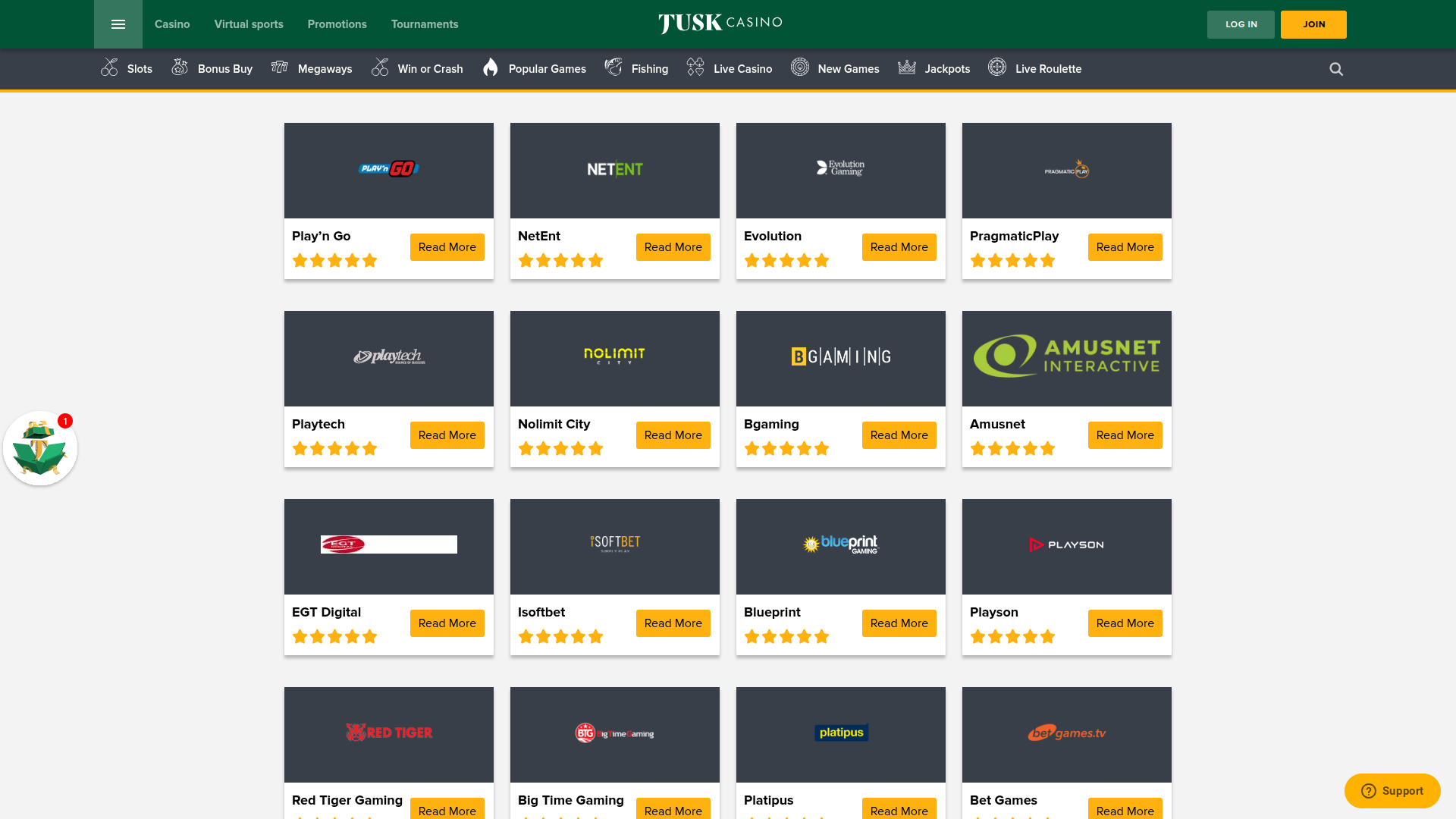 Développeurs de jeux de bureau de TuskCasino