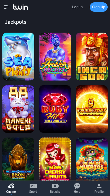 Jackpot mobile de Twin Casino