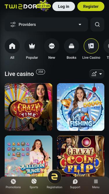 Twindor Casino Live-Dealer-Mobilseite