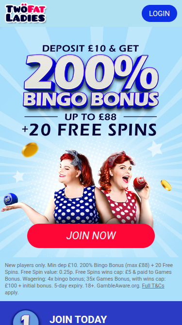 Page d'accueil mobile de Two Fat Ladies Casino