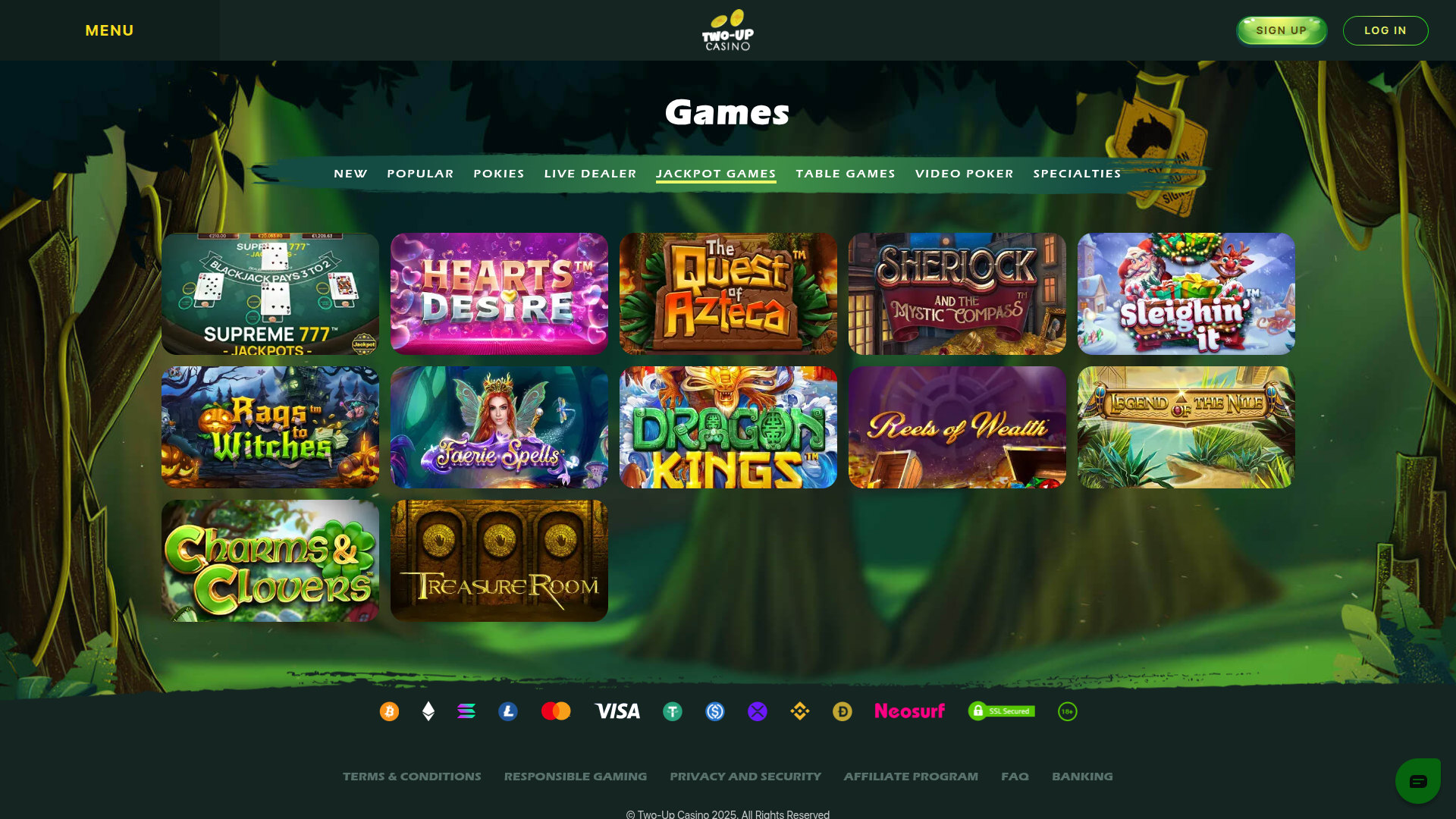 Jackpot de bureau de Two Up Casino