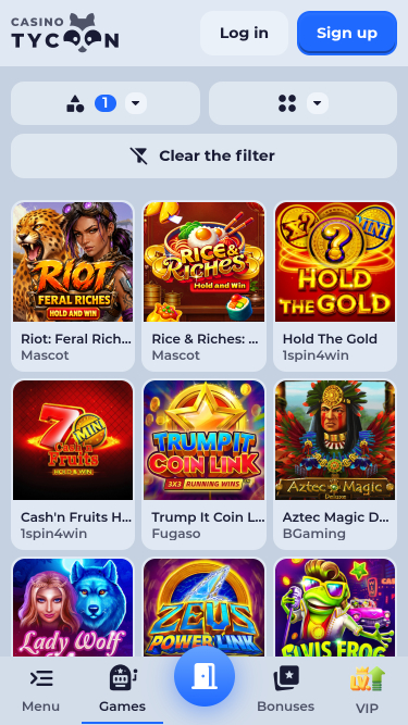 Page mobile du jackpot de Tycoon Casino
