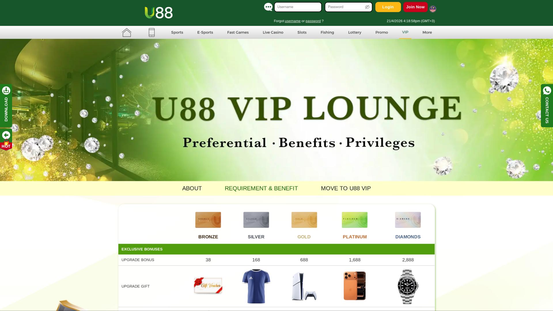Página VIP del Casino U88
