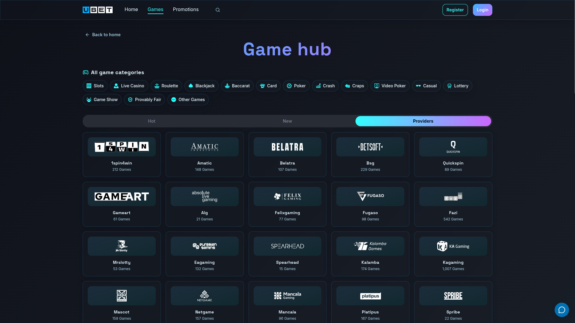 Разработчики настольных игр для казино Ubet