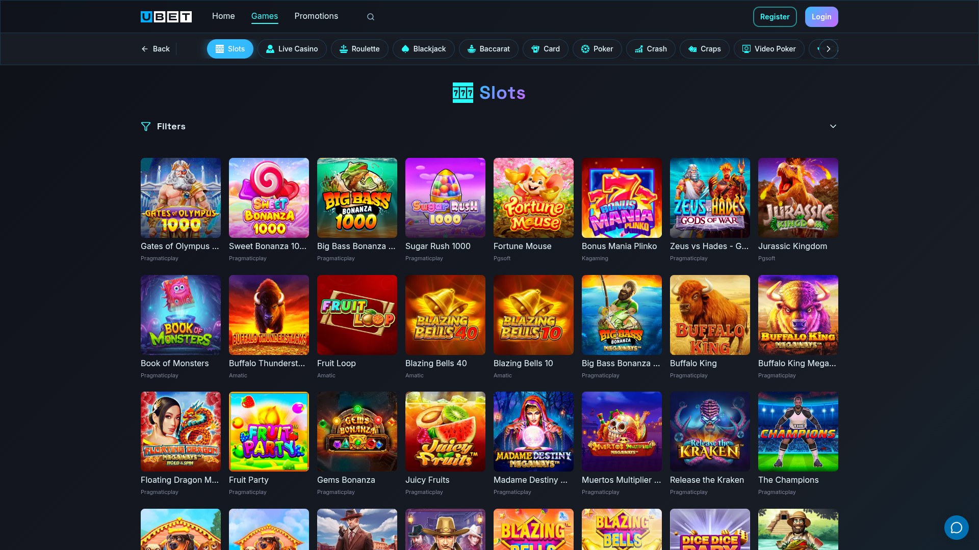 Игры для ПК в казино Ubet