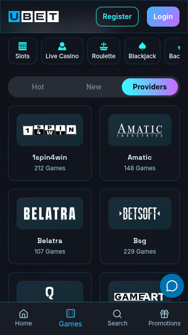 Разработчики мобильных игр для казино Ubet