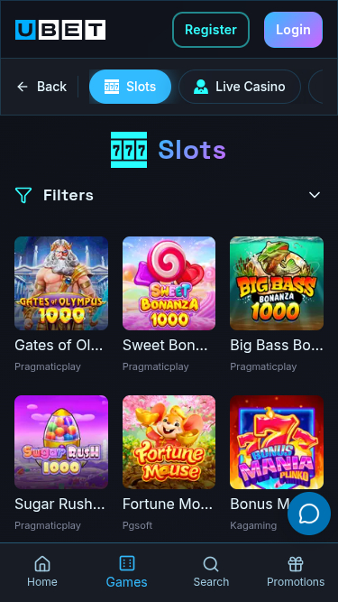 Мобильные игры казино Ubet