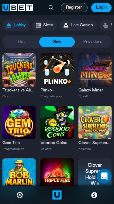 Juegos móviles de Ubet Casino