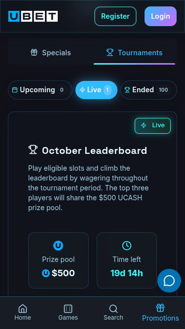 Мобильные турниры казино Ubet
