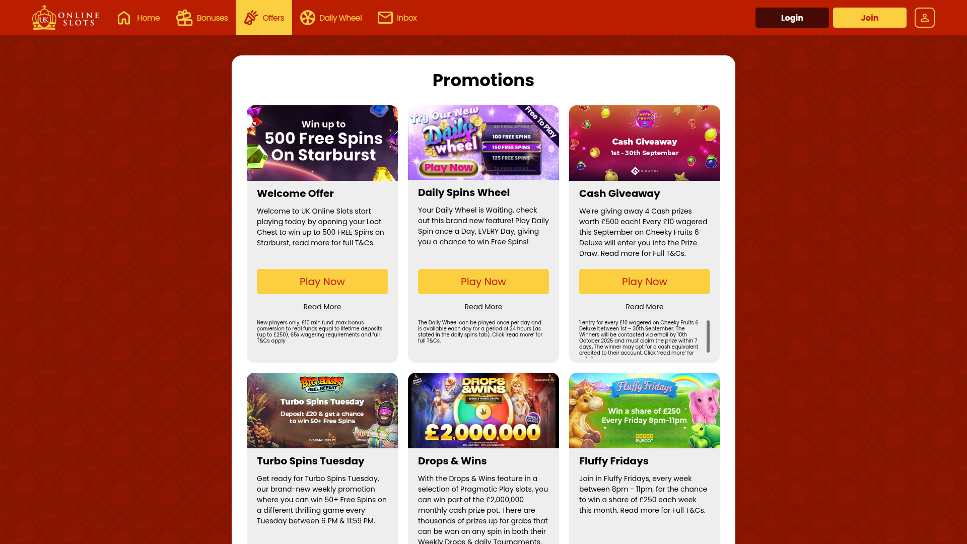 Promotions sur ordinateur de UK Online Slots